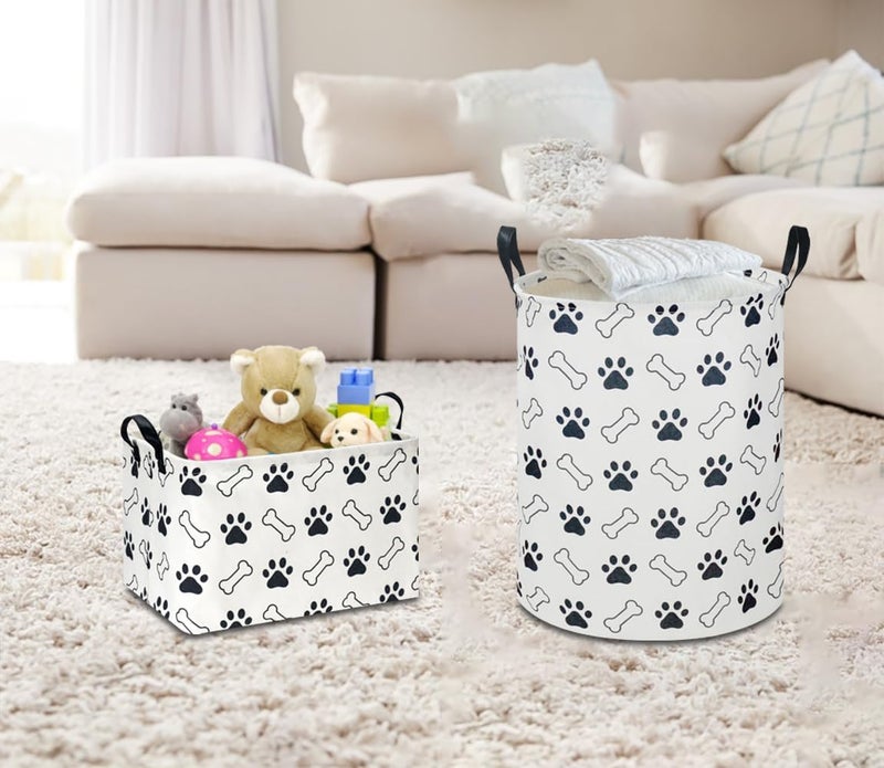 NTAOHAMPER Rectangular Storage Basket,Collapsible Gift Basket with Handles,Kids Toys/Books Box,Room Decor(Paw) - Image 3